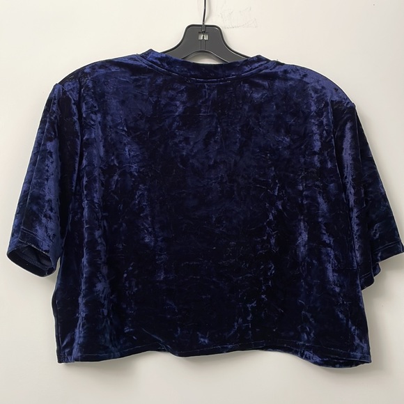 Streetwear Society - Royal Blue - Crushed Velvet Oversized Crop Top - Size S - Picture 2 of 3